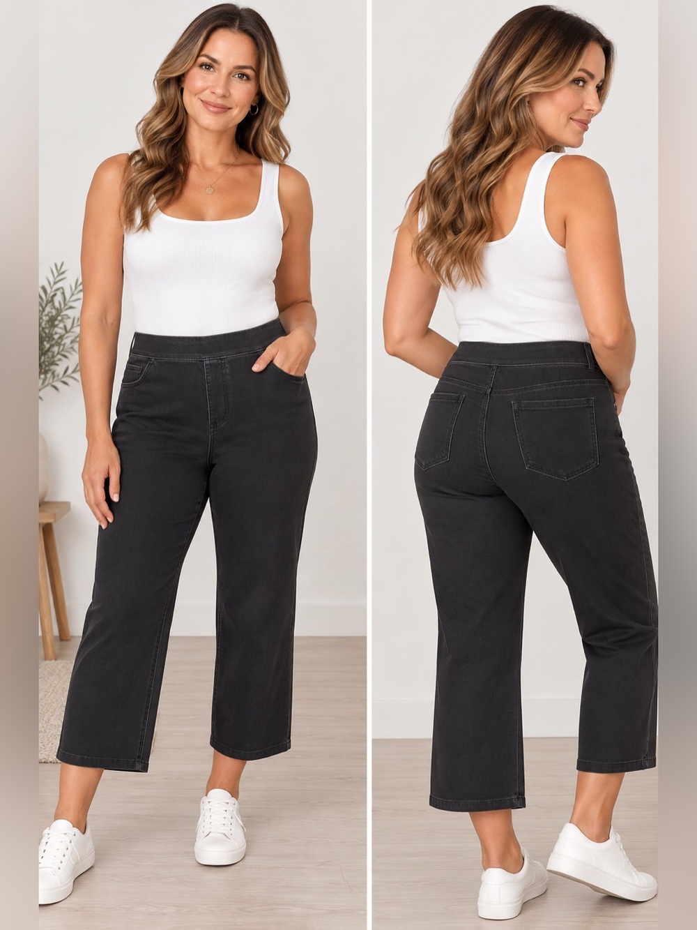 Slim-Sation Women’s Black Pull-On Straight Leg Pants PXL NWT Stretch